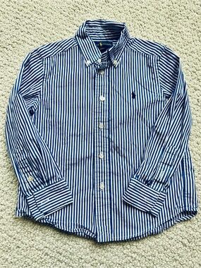 Ralph Lauren Navy & White Striped Button-Down Shirt